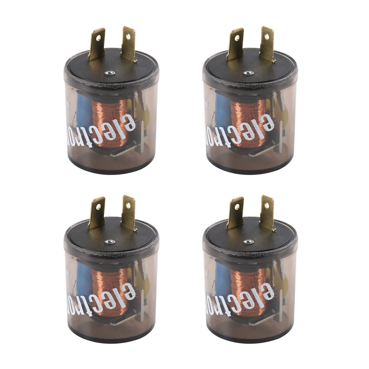 LDMINDA front view of 4-piece flasher relay pack showing compact design and quick replacement benefit