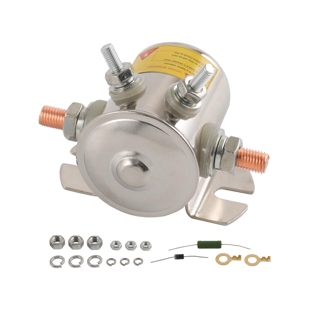 LDMINDA front view of solenoid relay showing compact design and mounting bracket for easy fit