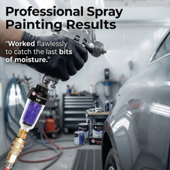 LE LEMATEC mounted on spray gun delivering dry air for smoother finishes