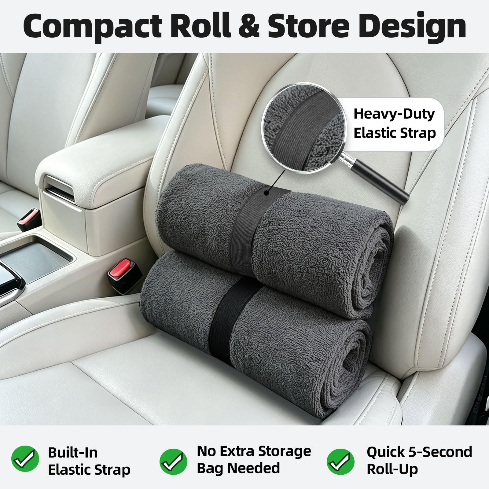 Leader Accessories adjustable bottom strap detail illustrating secure fastening under seat