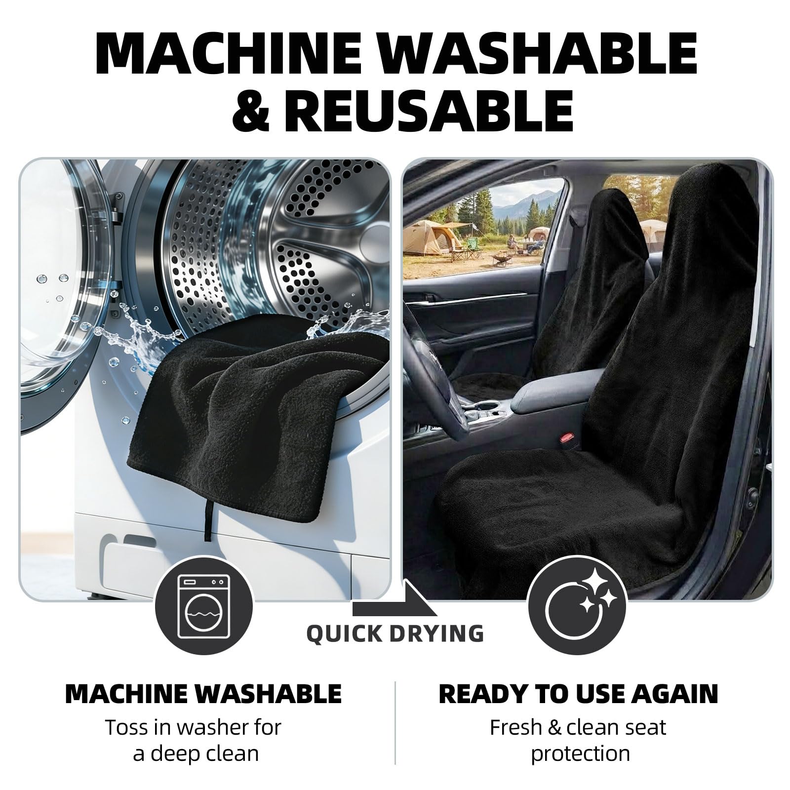 Leader Accessories adjustable straps and clip securing cover under seat