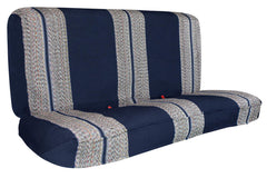 Leader Accessories front view of blue full bench cover, protects seats