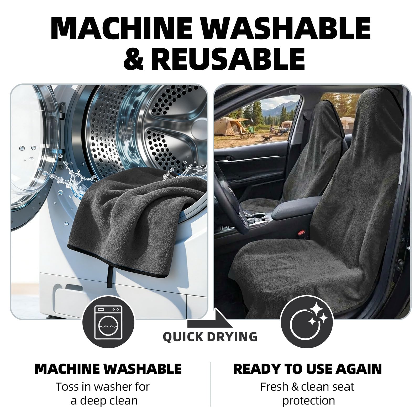 Leader Accessories seat cover with a dog on seat showing pet-friendly protection