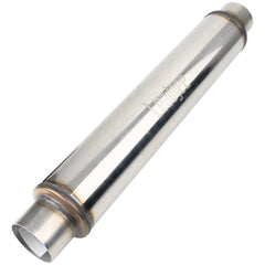 Leadgee resonator front view showing polished stainless finish and inlet outlets, improves durability