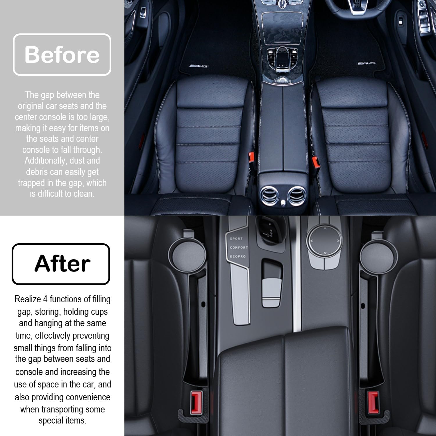 LeaHun storage slot detail with phone and keys organized and reachable