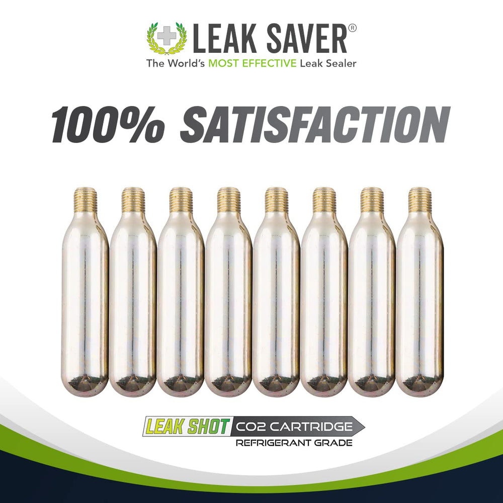 Leak Saver cartridges next to service van conveying professional HVAC reliability
