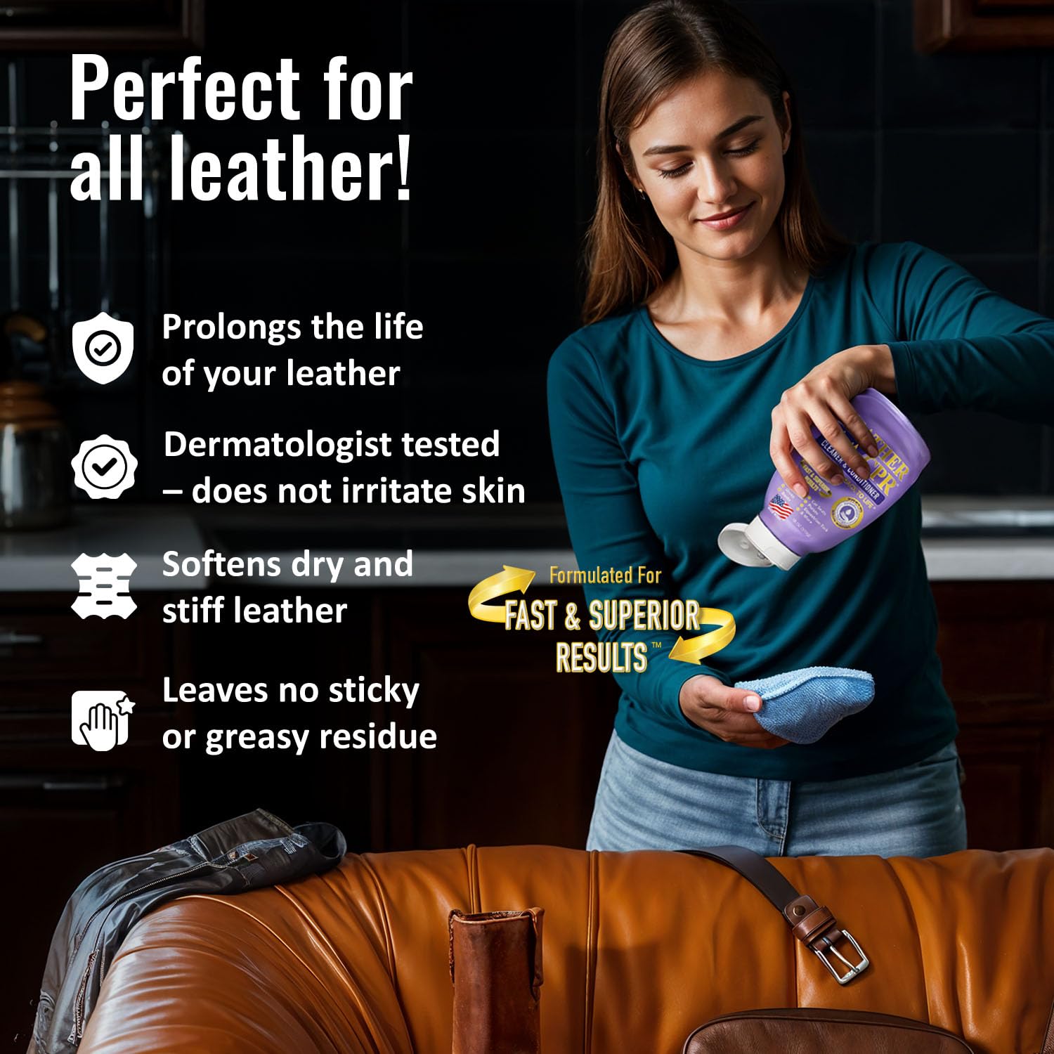 Leather CPR kit used on handbag and boots protecting and softening leather