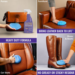 Leather CPR being applied to sofa demonstrating easy at-home renewal
