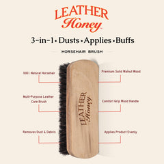 Leather Honey horsehair bristles detail showing soft fibers for effective dirt removal