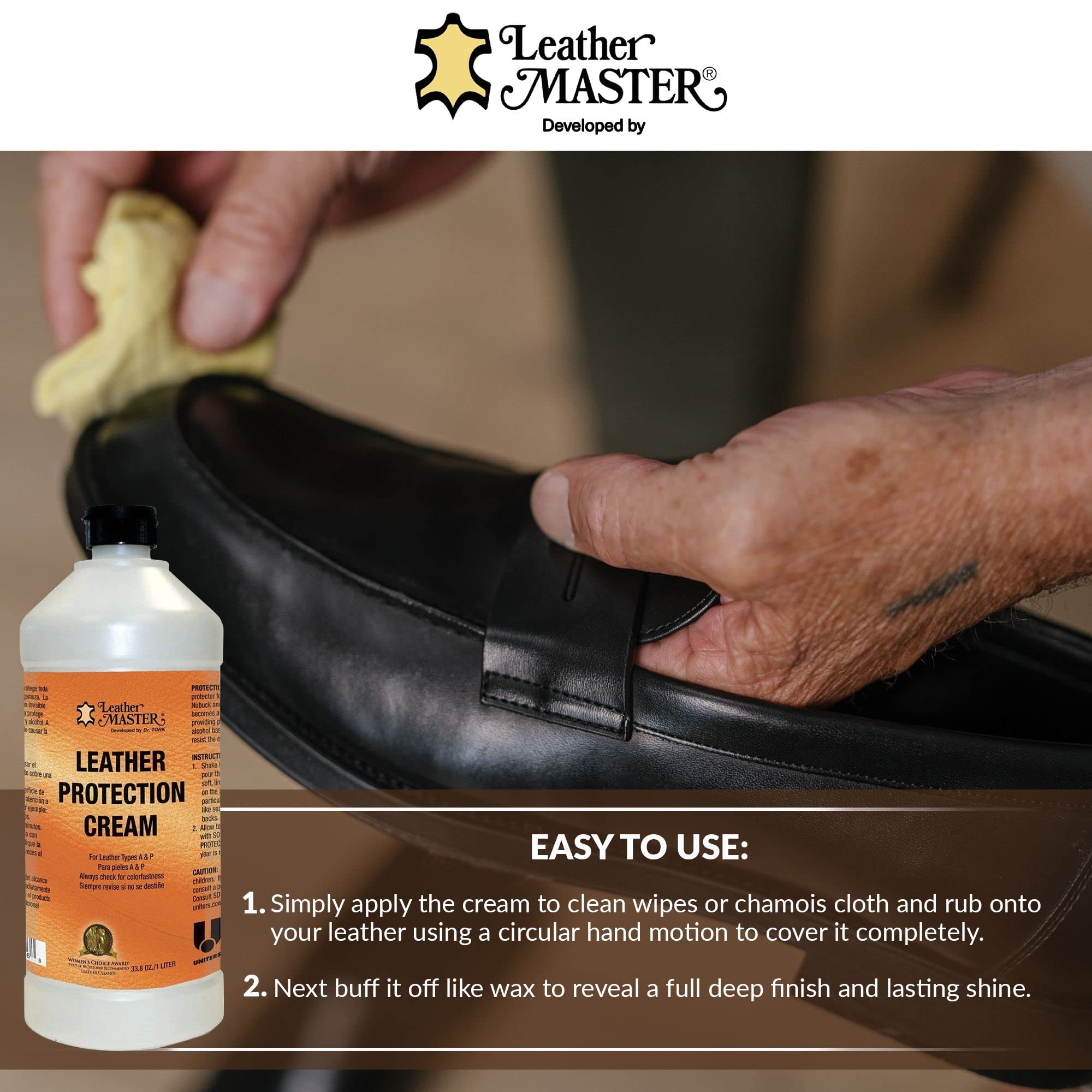 Leather Master cream texture close-up demonstrating smooth, non-greasy finish