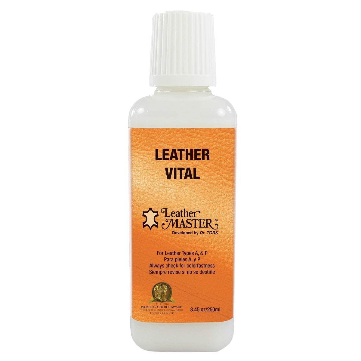 Leather Master front bottle 250ml showing product for leather restoration benefits