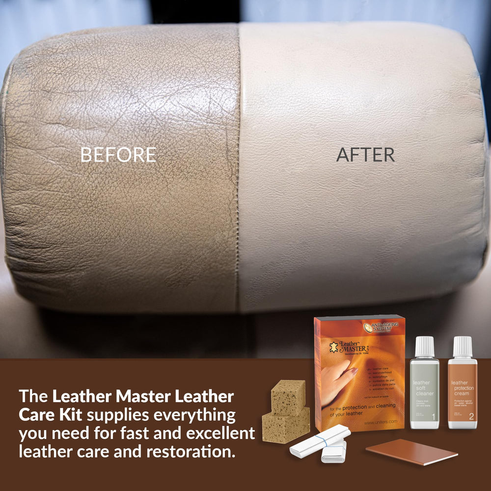 Leather Master applied on car seat showing restored suppleness and look