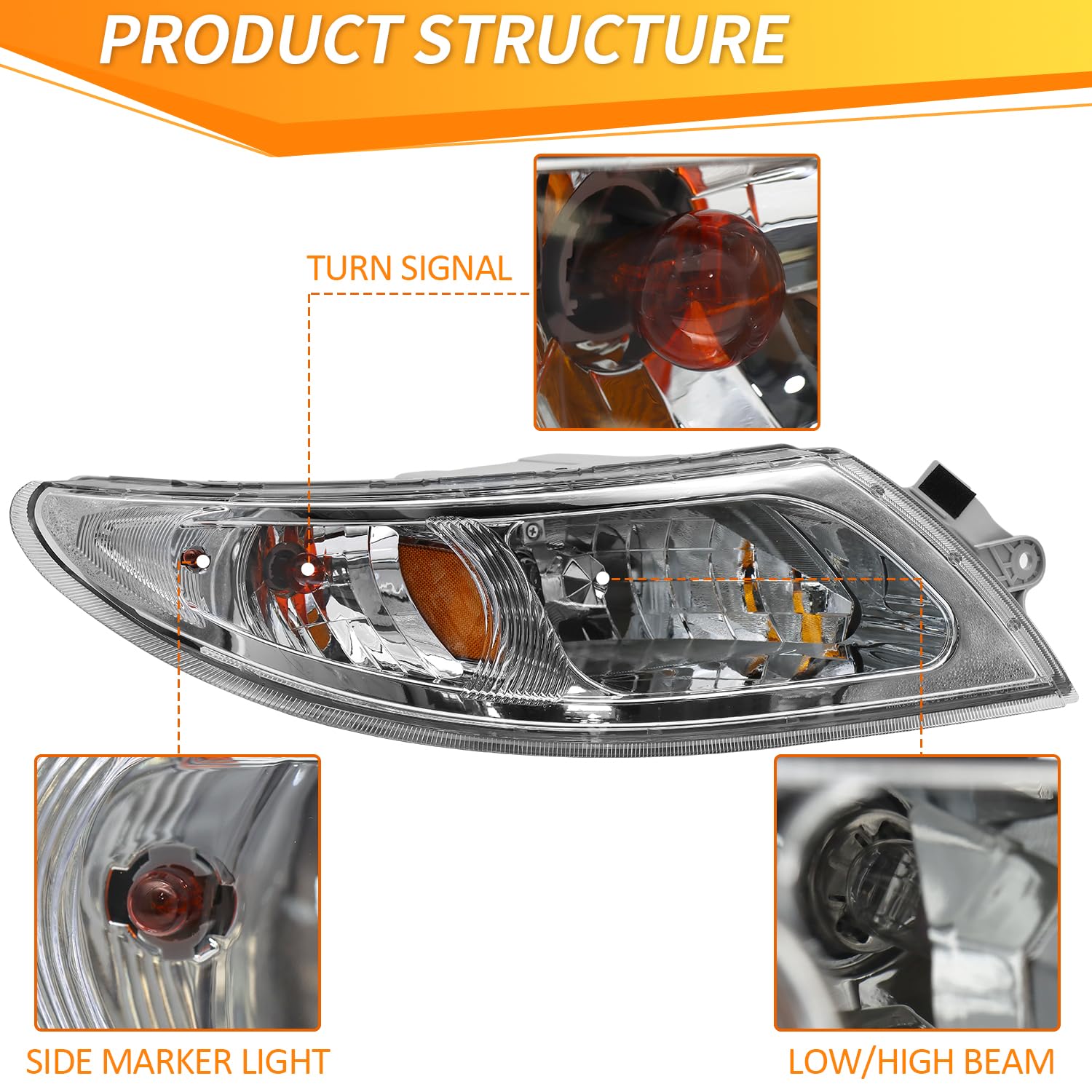 LEAVAN side profile of headlight assembly highlighting durable housing and streamlined shape
