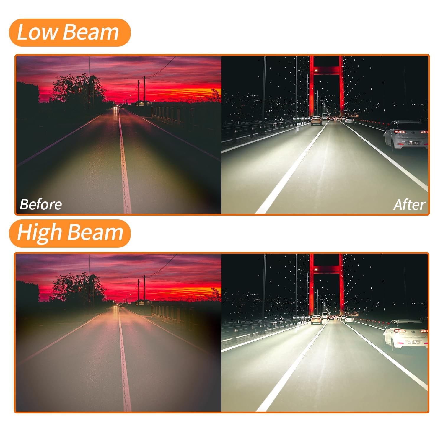 LEAVAN headlight beside tape measure showing size 64x30x16cm for accurate fit verification