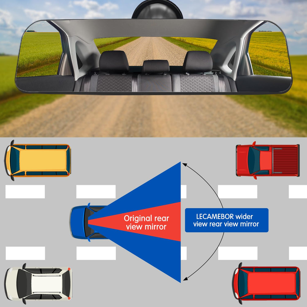 LECAMEBOR mirror in driving scene showing reduced glare benefit