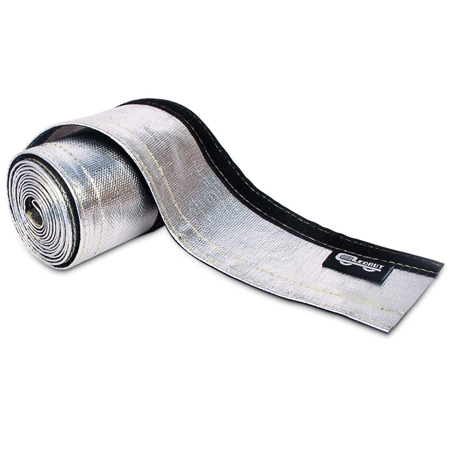LEDAUT front view of aluminized sleeve showing length and closure, protects hoses