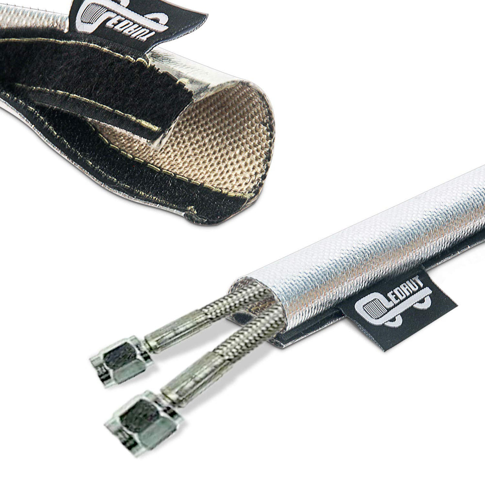 LEDAUT sleeve wrapped around engine hose demonstrating heat and abrasion protection