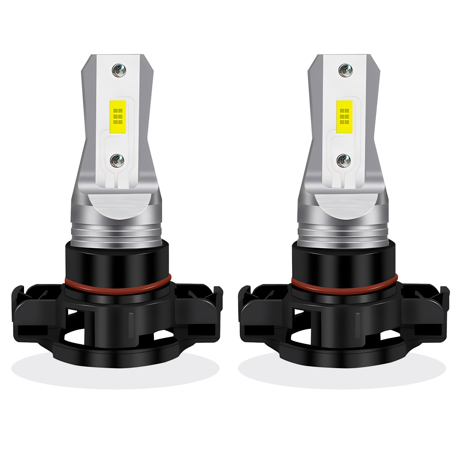 LEDYOTRY front view of bulb pair showing compact plug-and-play design and easy install benefit