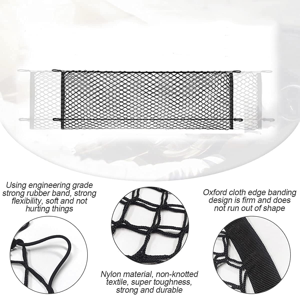 Leezhen cargo net installed in Nissan Armada trunk demonstrating secure fit