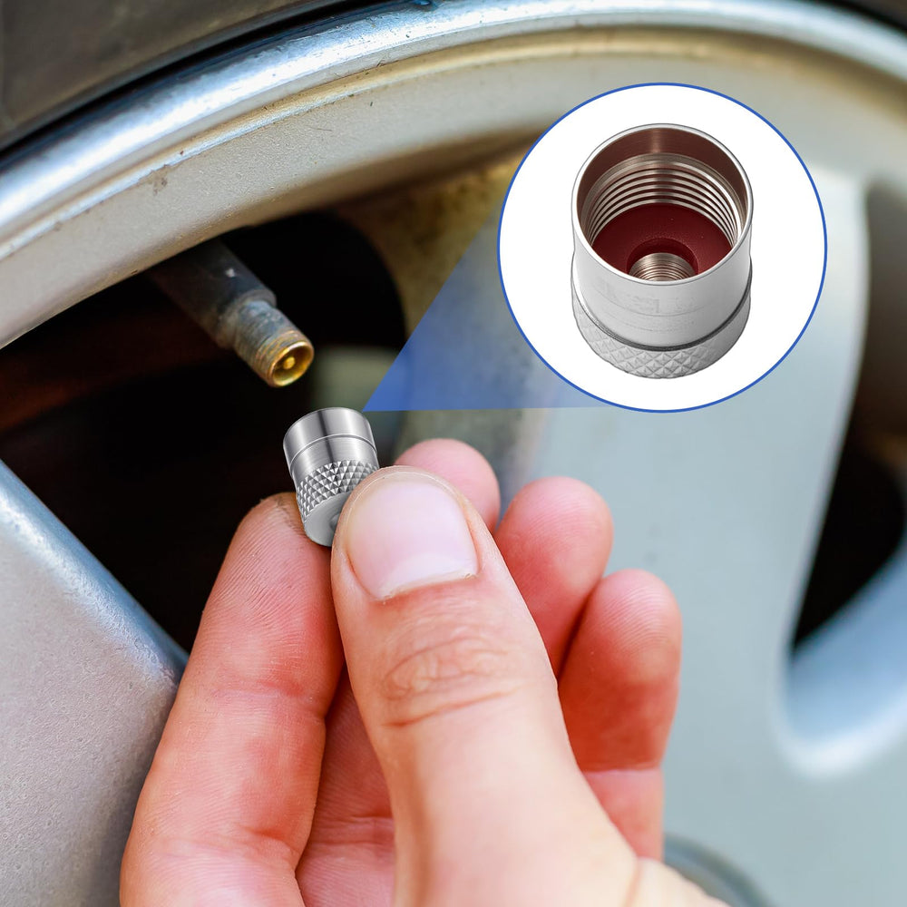 LEIFIDE valve cap installed on car wheel highlighting protective fit
