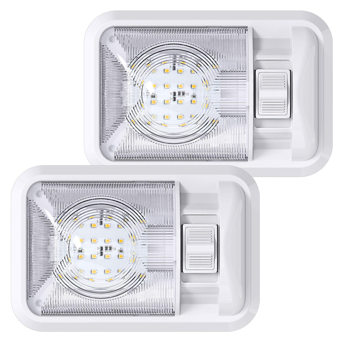 Leisure LED front view of dome light showing clean diffuser for even illumination