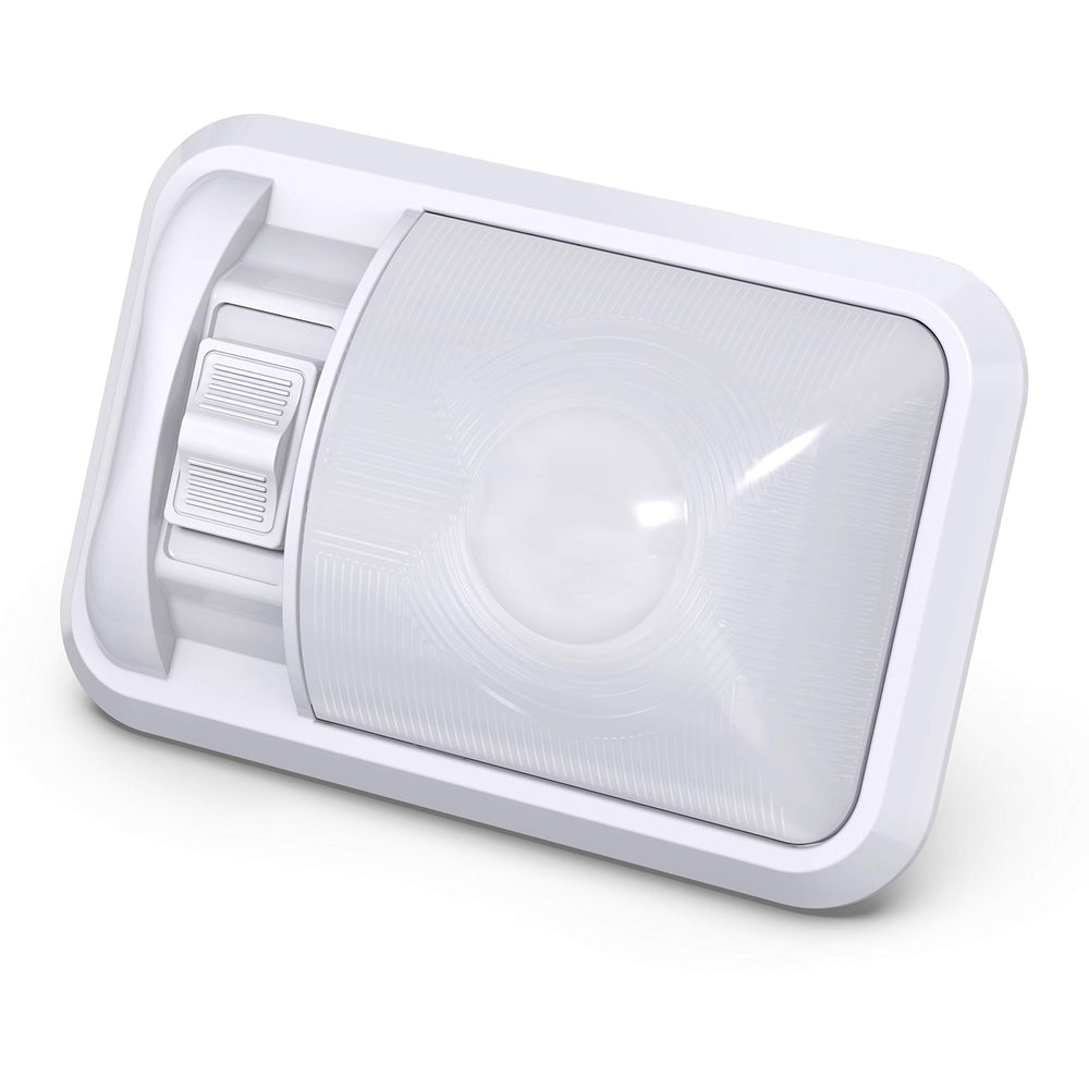 Leisure LED dome installed in RV ceiling illustrating clean finished look