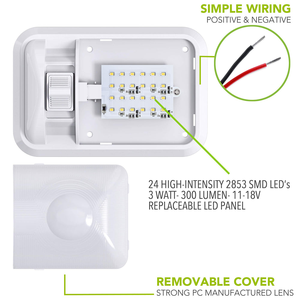 Leisure LED switch and wires visible for easy local control and hookup