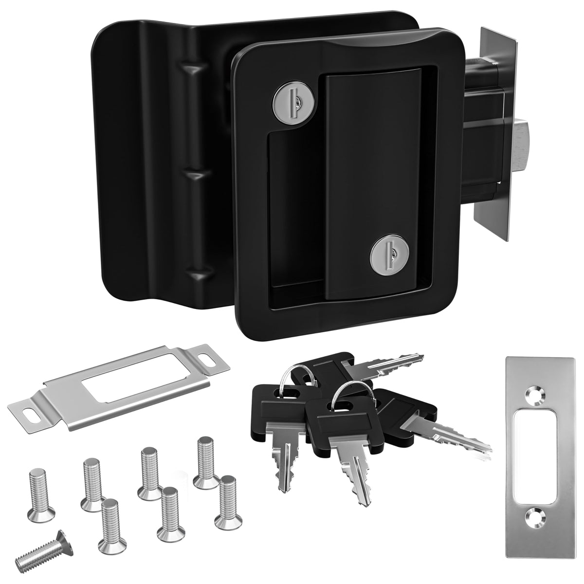 Leisure Locks front paddle view showing sleek polar black finish and secure latch