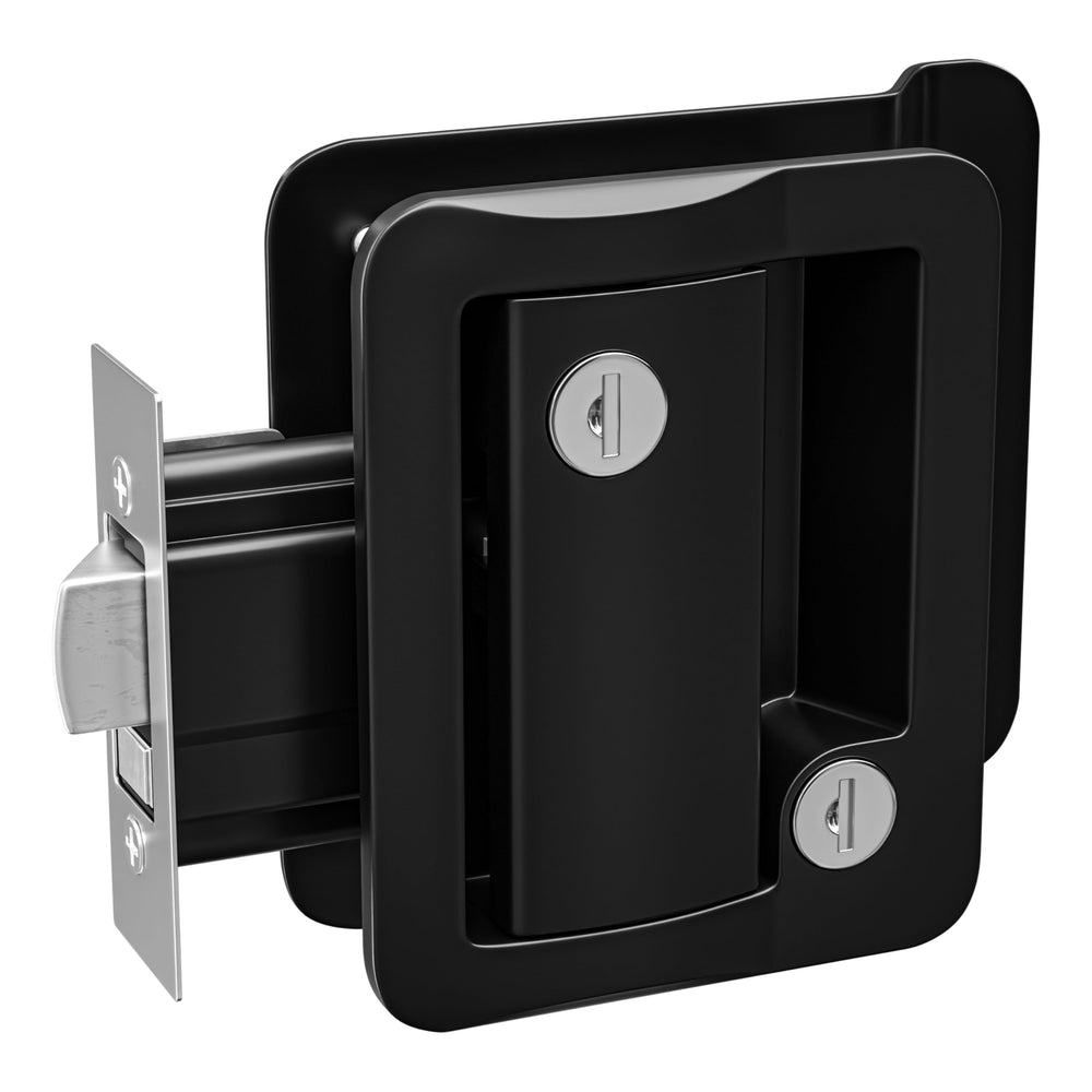 Leisure Locks strike plate and screws laid out to show included installation hardware