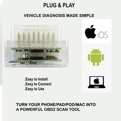 LELink close-up of Bluetooth LED and OBD connector highlighting robust build quality