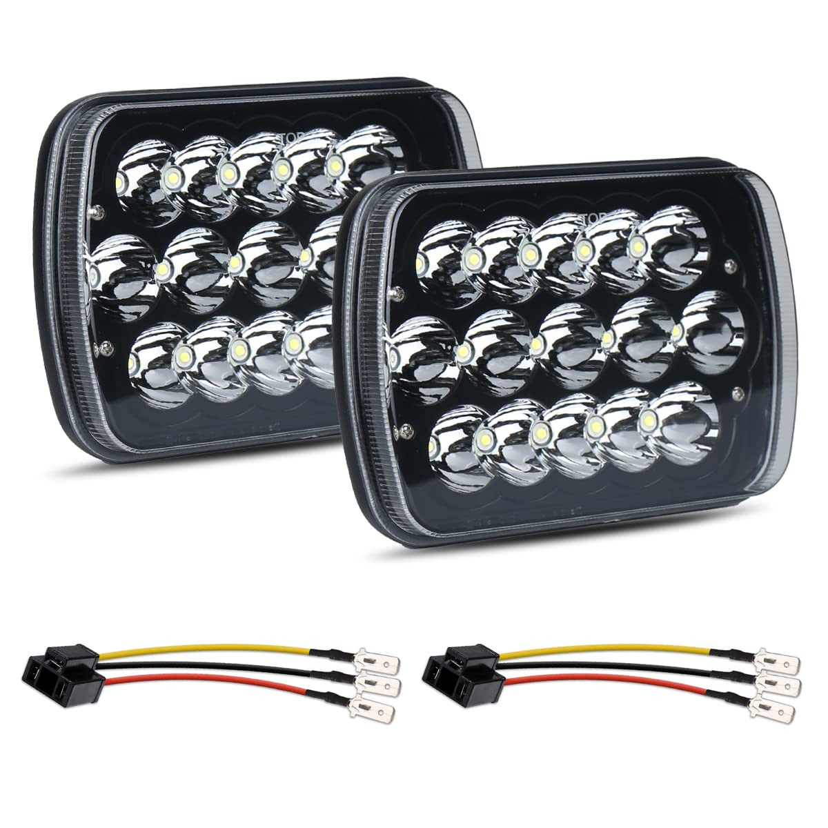 Lemniscate front-facing pair showing bright LED pattern and improved visibility