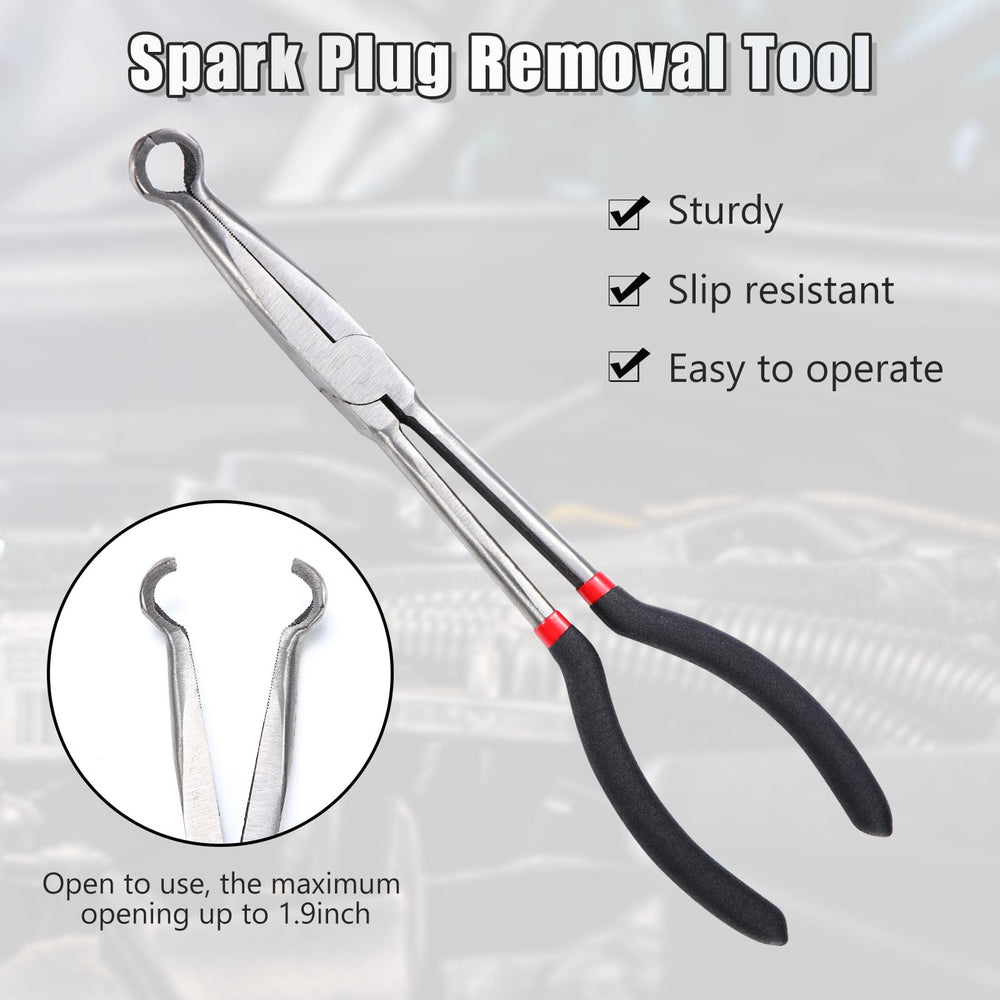 Leriton tool in use removing a spark plug boot in an engine bay for safer replacement
