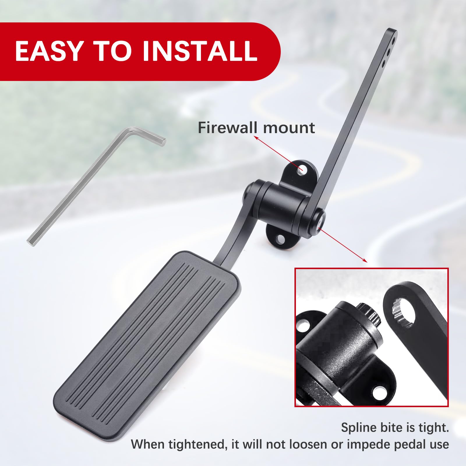 Lesiyou pedal mounted in car demonstrating secure firewall installation