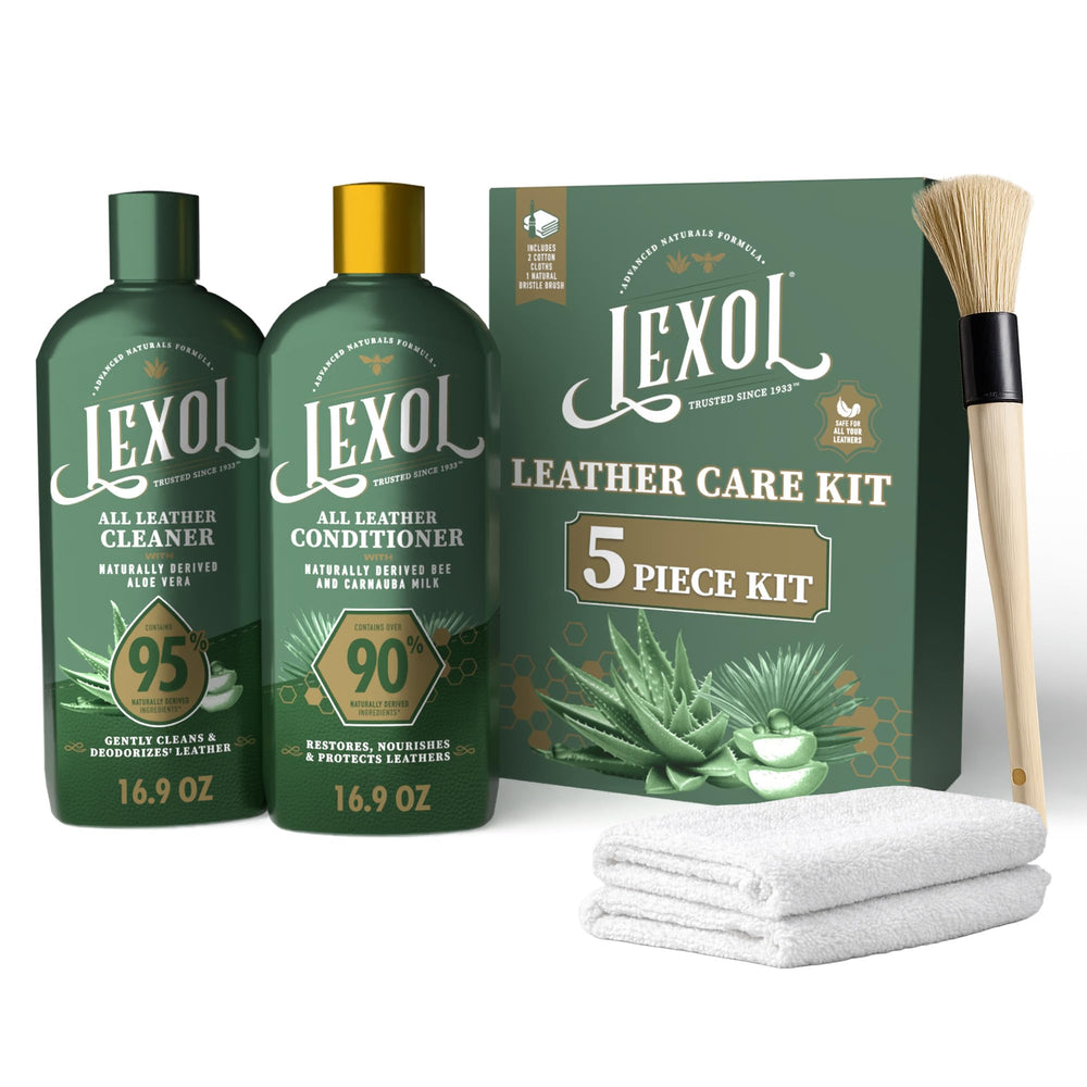Lexol front packaging showing kit contents and natural formulas advantage