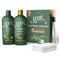 Lexol front packaging showing kit contents and natural formulas advantage