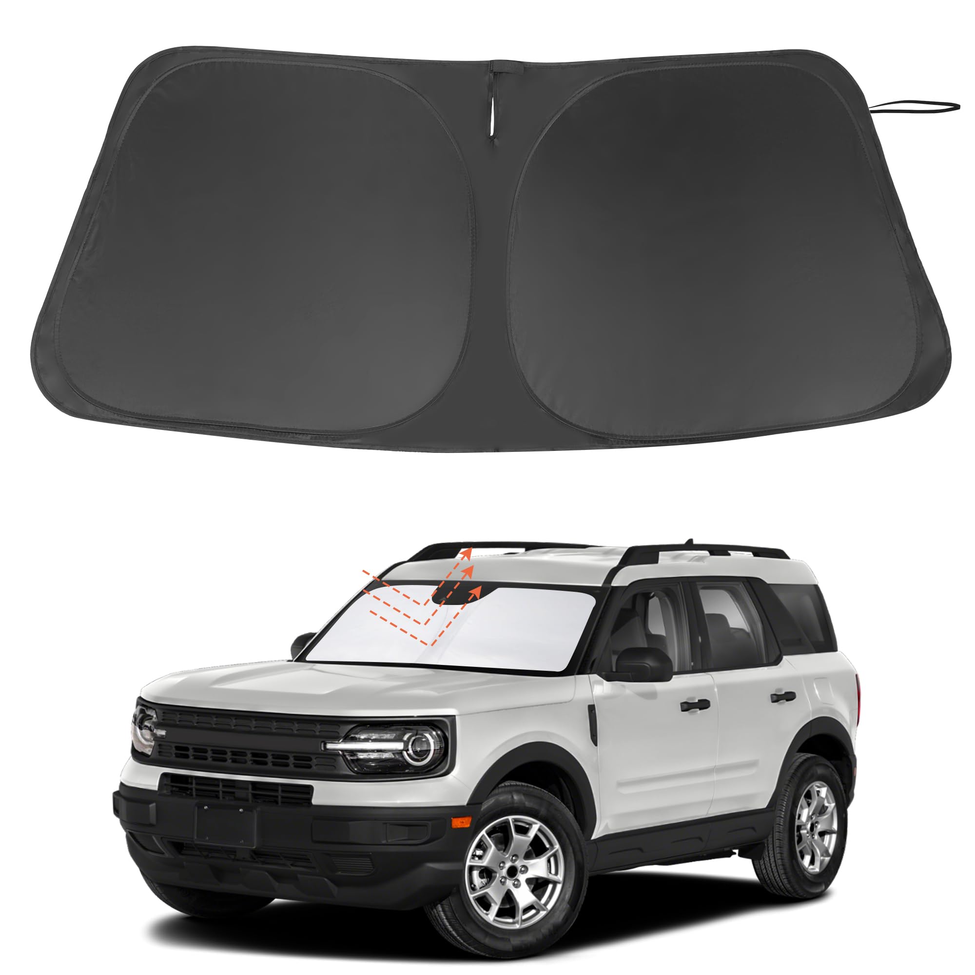LHFLIVE front view on Bronco Sport showing precise fit and sun protection