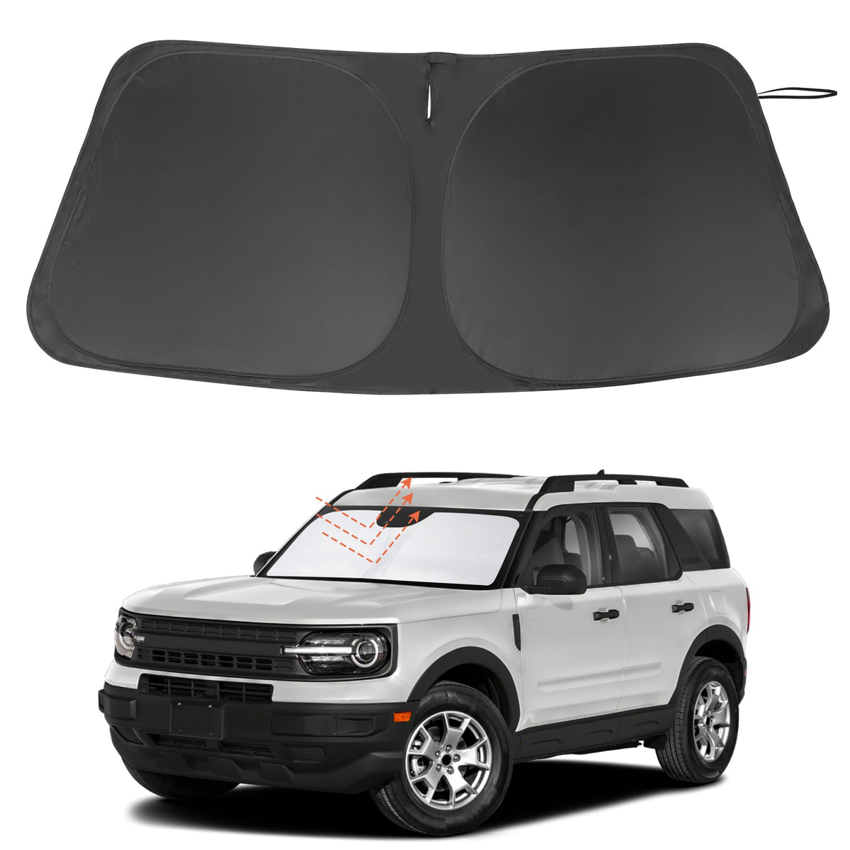 LHFLIVE front view on Bronco Sport showing precise fit and sun protection