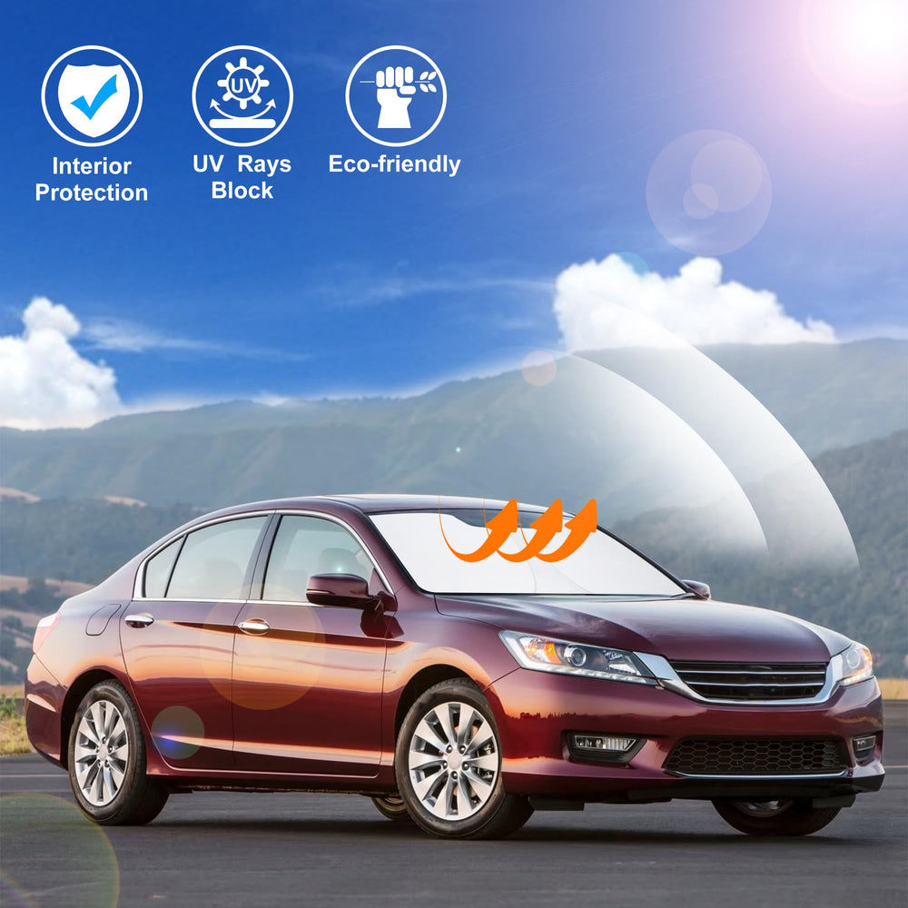 LHFLIVE shade in parked Accord lifestyle shot prevents sun damage outdoors