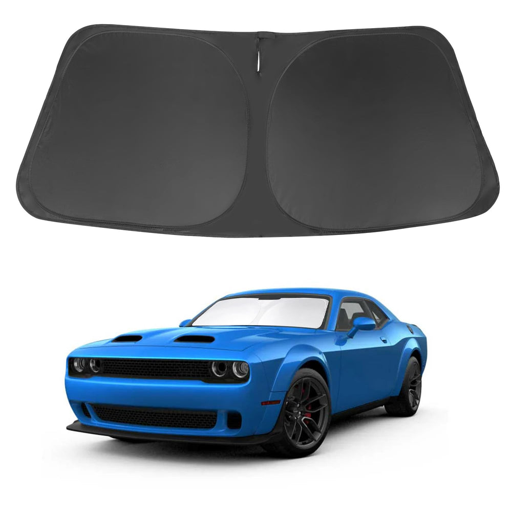 LHFLIVE front-fit on Dodge Challenger windshield protecting dashboard