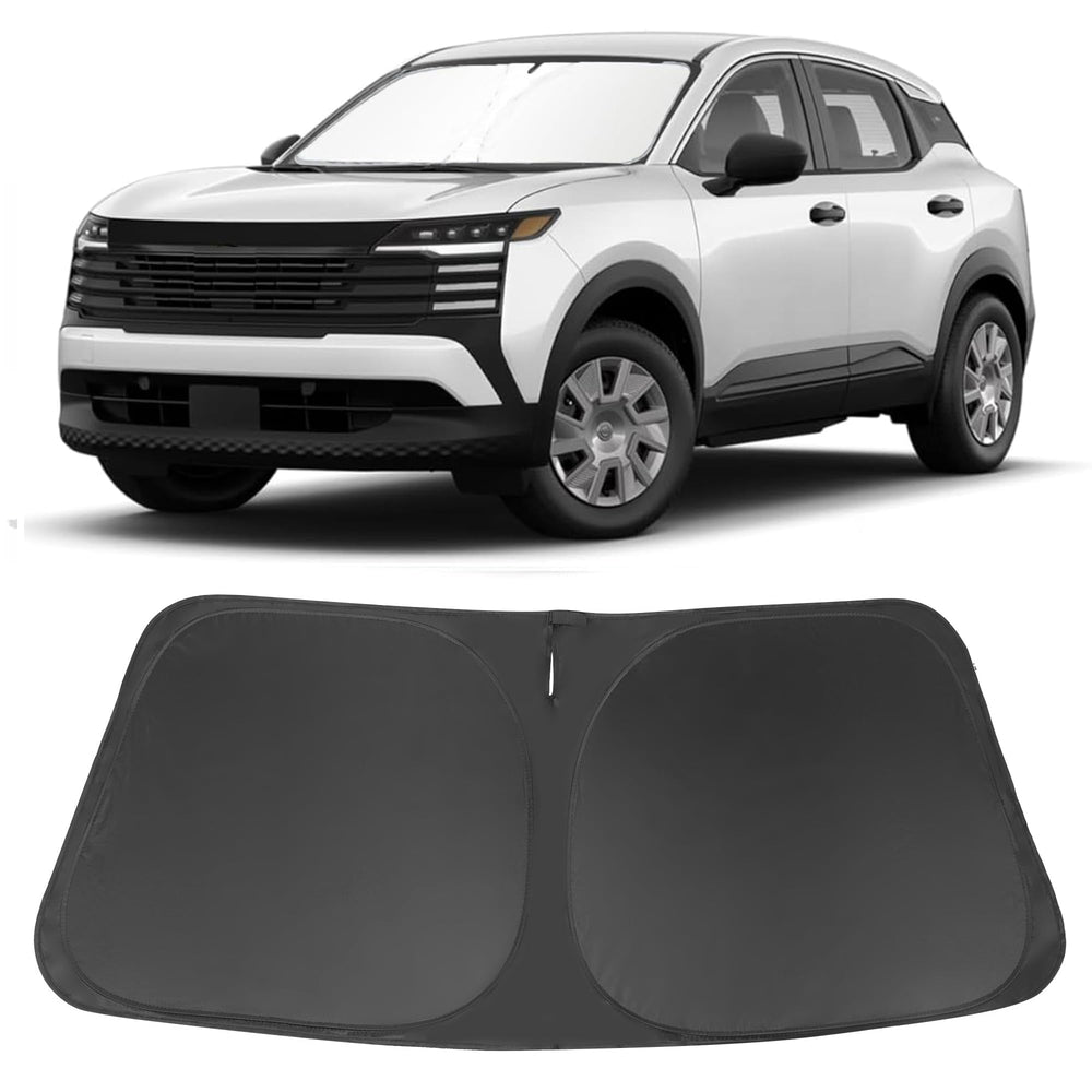 LHFLIVE front view installed on Nissan Kicks showing full windshield coverage and sun protection