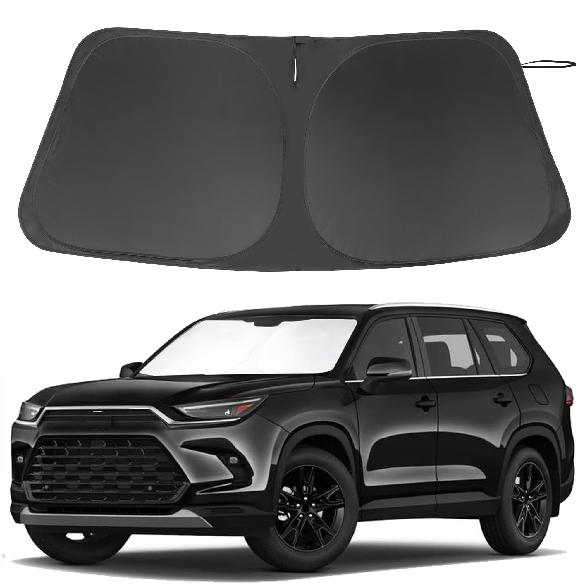 LHFLIVE front packaging for Grand Highlander sun shade showing fit and labeling and easy selection