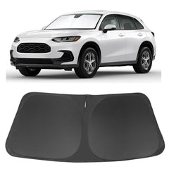 LHFLIVE front view of sun shade fitted for Honda HR-V showing complete windshield coverage and protection