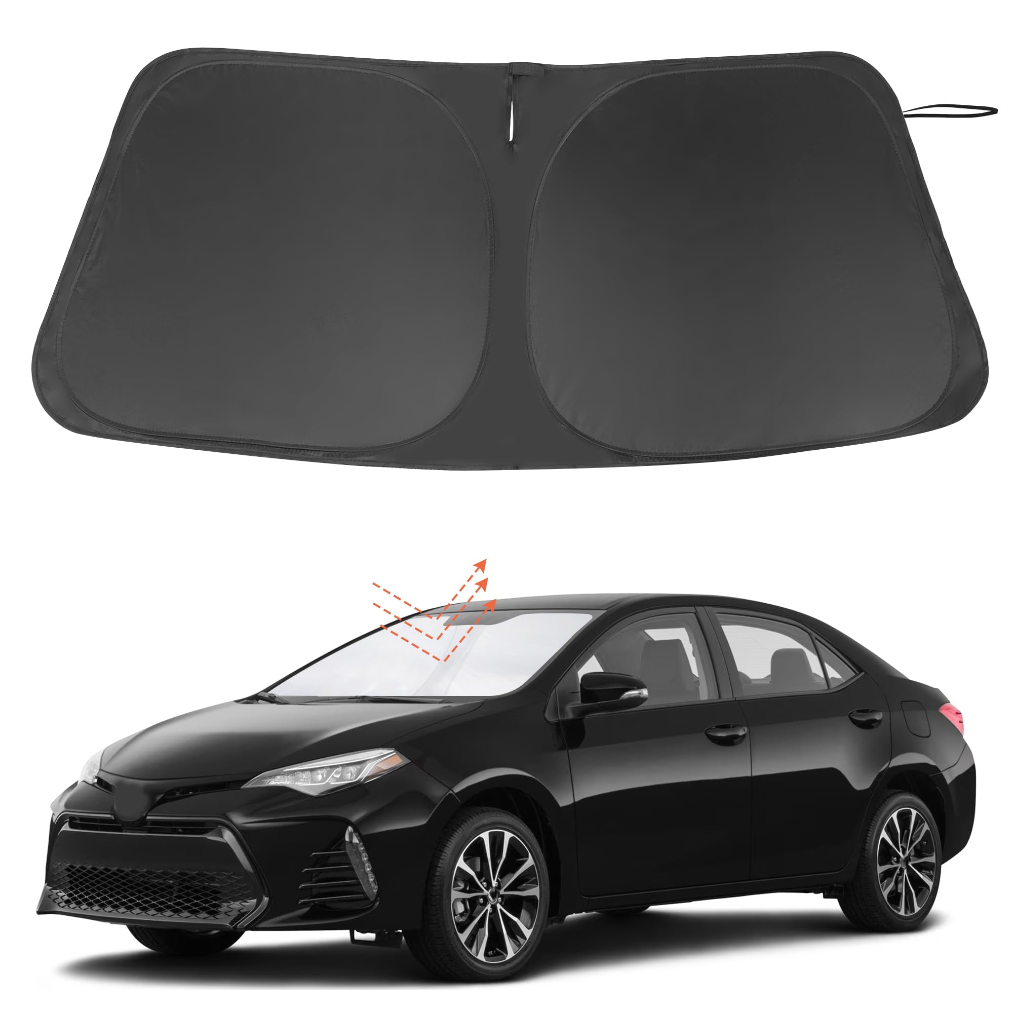 LHFLIVE front view of sun shade showing full windshield coverage and clean fit