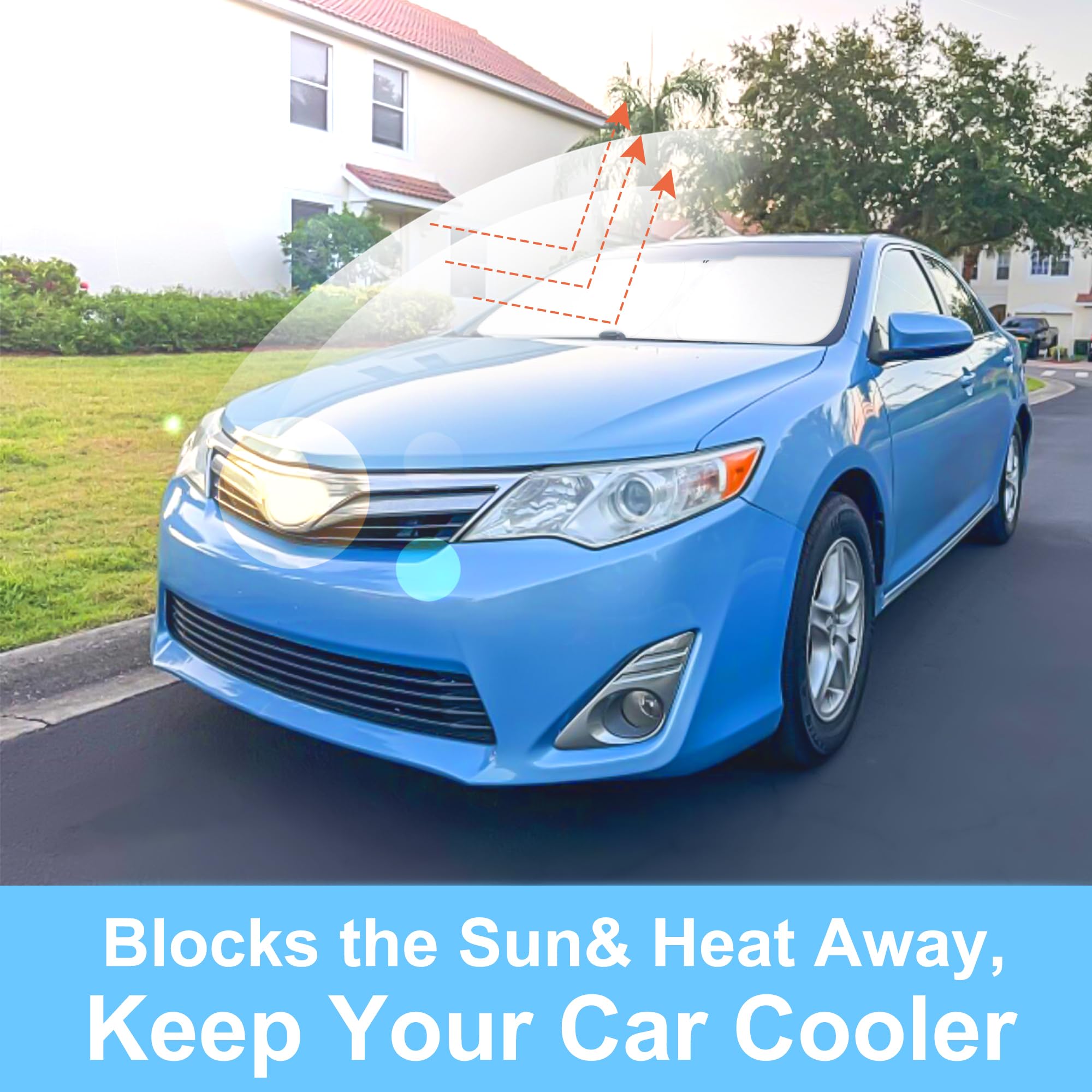 LHFLIVE lifestyle scene of parked Camry with shade protecting interior