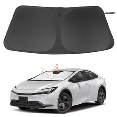 LHFLIVE front view of shade packaging showing fit for 2023–2026 Prius, clear identification and benefit