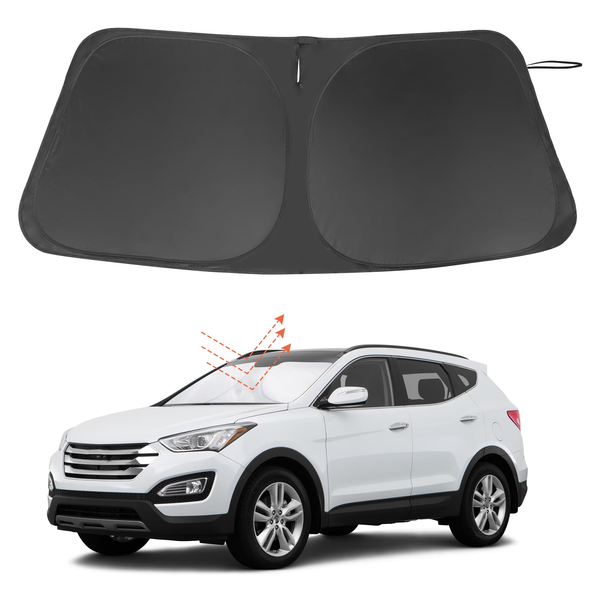 LHFLIVE front view on Santa Fe windshield showing full coverage and protection