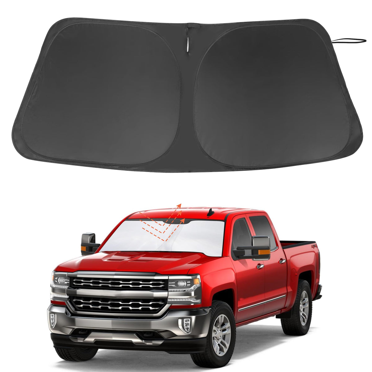 LHFLIVE front view showing custom-fit shade and full windshield coverage benefit
