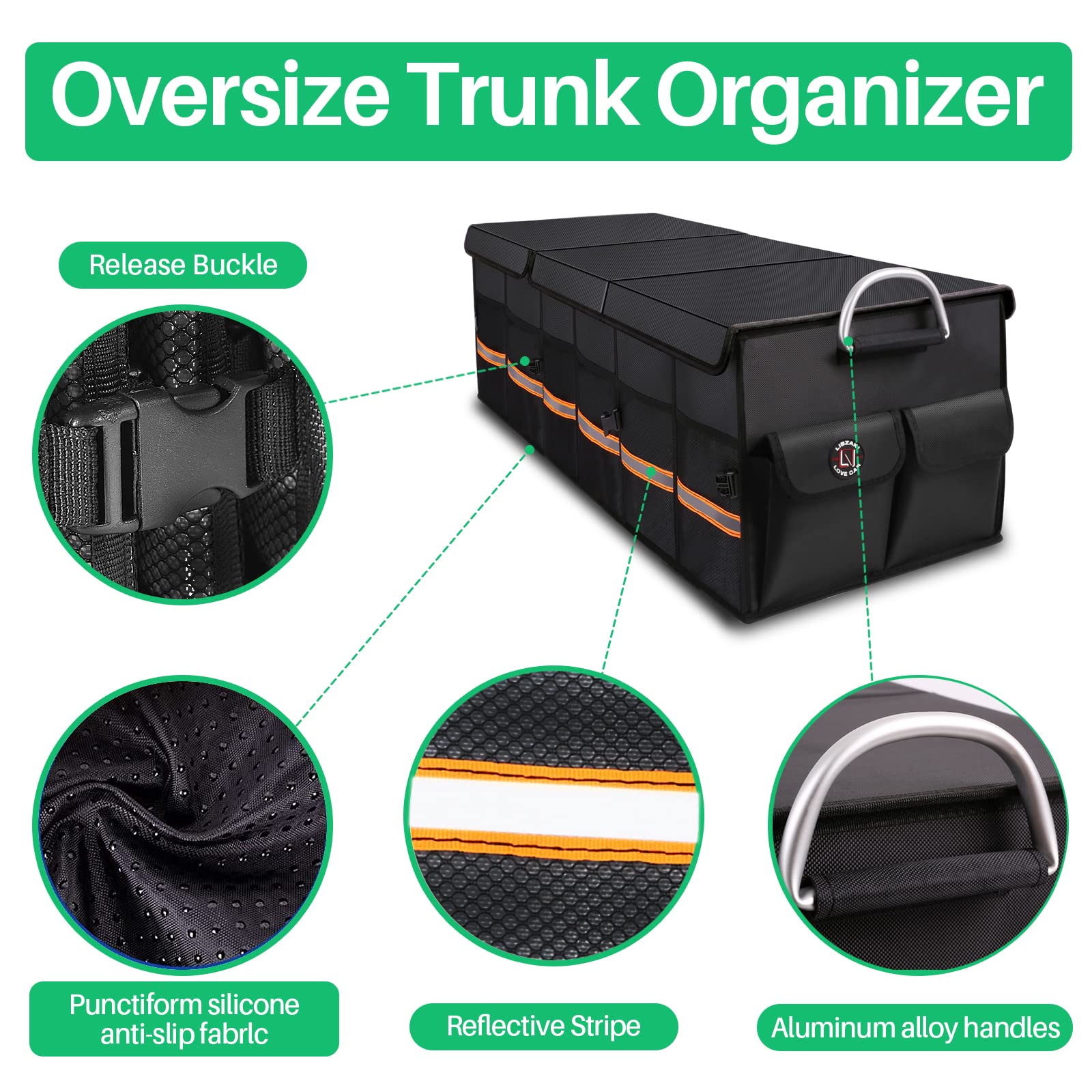 LI LIBZAKI placed in car trunk demonstrating tidy cargo and easy access benefit