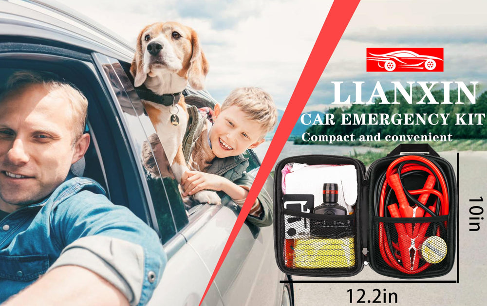 LIANXIN lifestyle shot of kit in car trunk aiding quick retrieval during emergencies