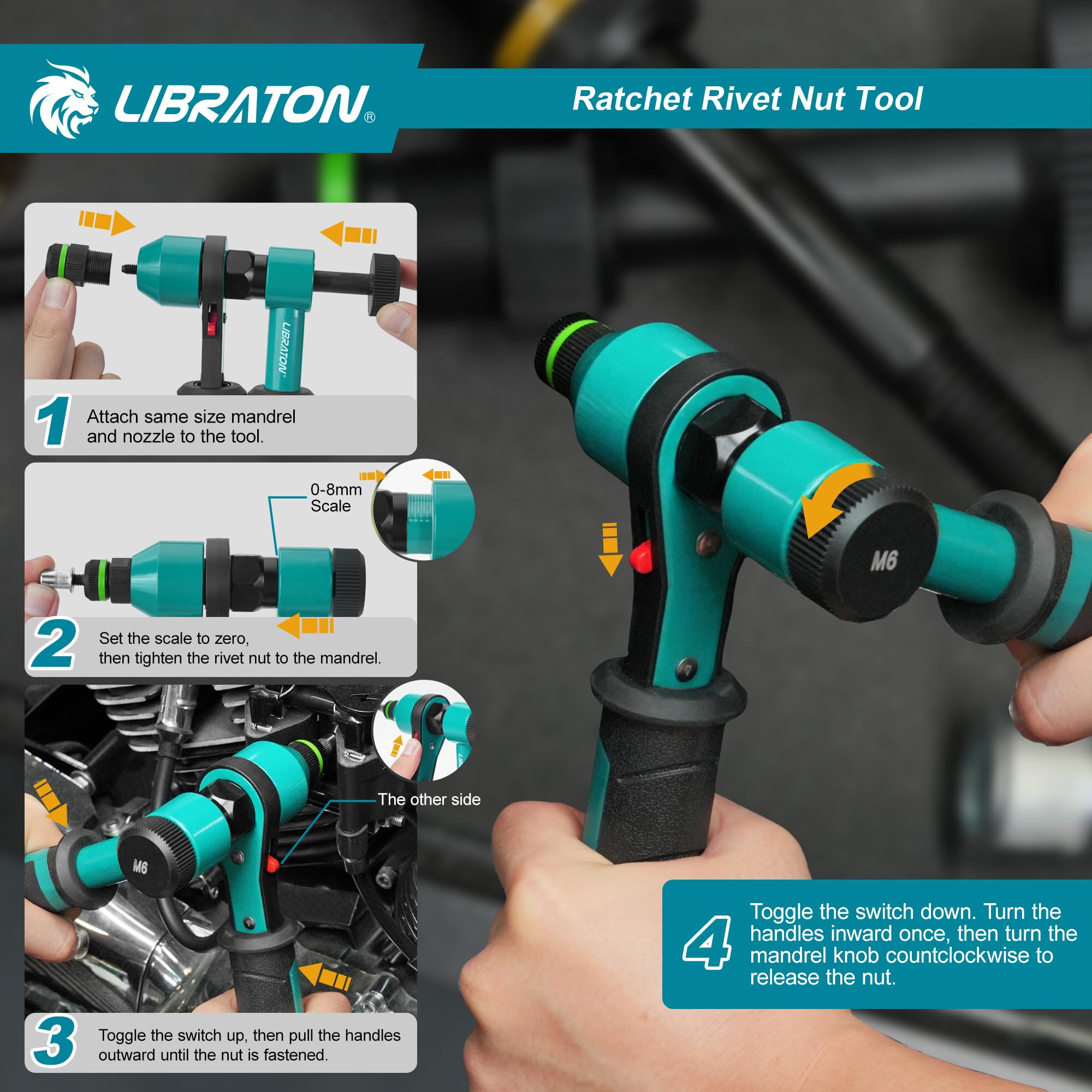 LIBRATON close-up of ratcheting mechanism for smoother installations